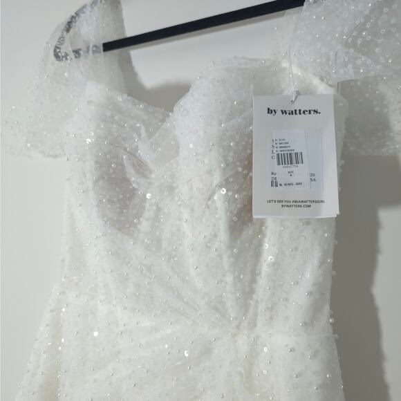Watters - Ivory Snow Perlita Beading Gibson Mini Dress Size 6 - Picture 3 of 11